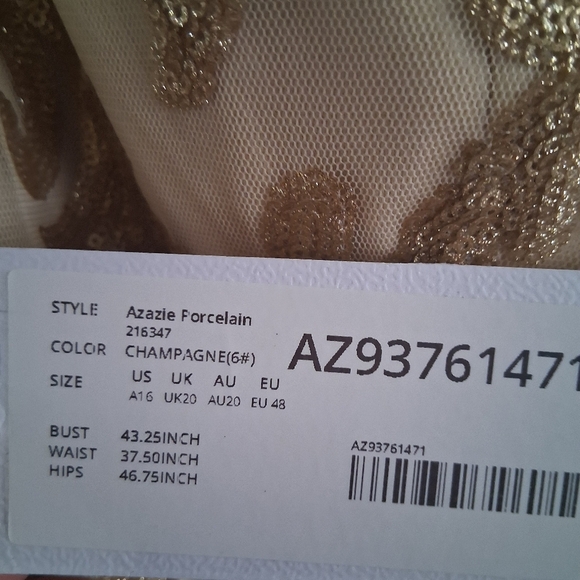 NWT Azazie Porcelain Champagne Dress Formal Mother Of The Bride A16 - Picture 7 of 9